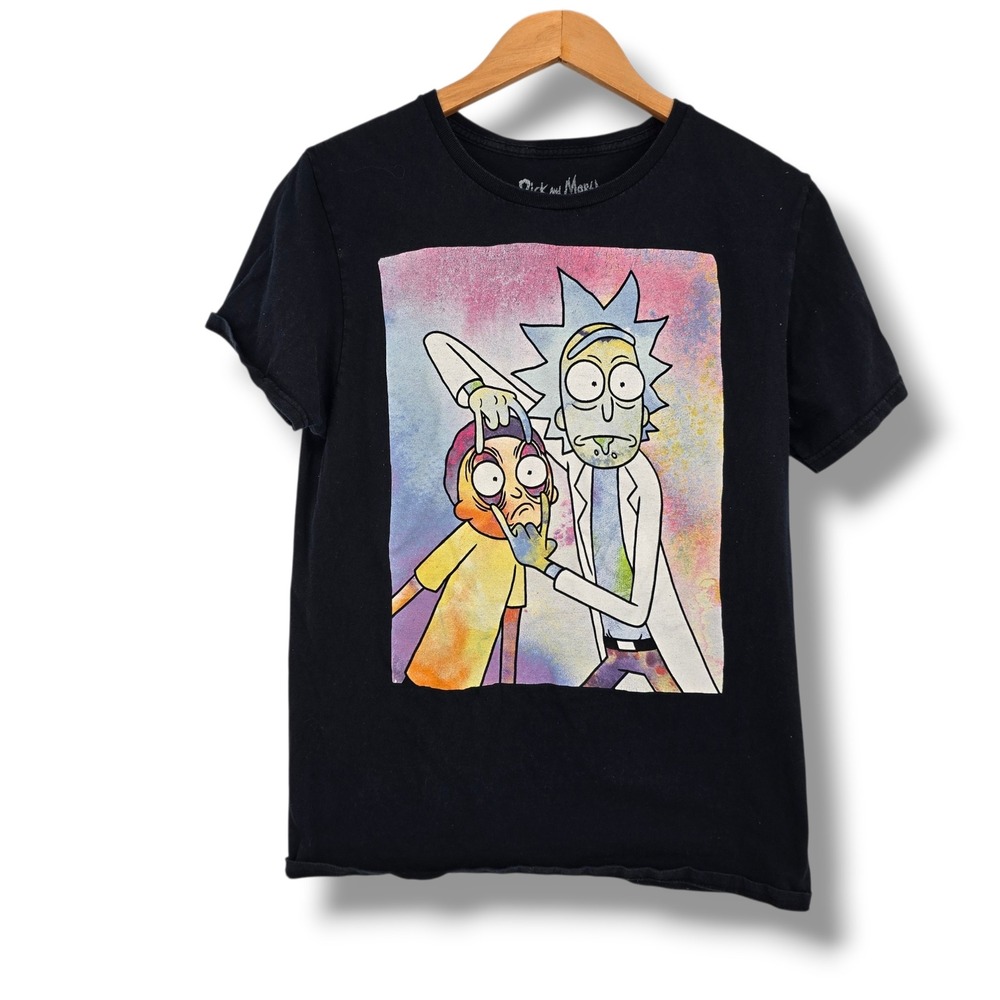 Rick and Morty Mens Black Graphic T-Shirt Adult Swim Ripple Junction Medium